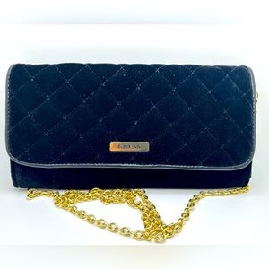GUESS Bella Black Velvet travel Clutch Crossbody Handbag